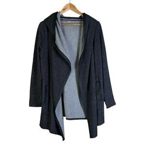 NWT Juicy Couture Hooded Cardigan Womens M Black Open Front Metallic Sparkle
